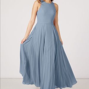 Azazie Dusty Blue Lindie Dress - sz 10 (custom)